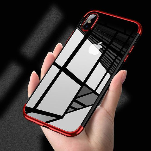 Phone Case - Ultra Thin Transparent Plating Shining Silicon Soft TPU Phone Case For iPhone X 8/7/6S/6 Plus