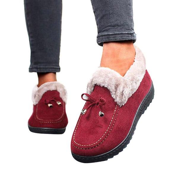 Ladies Winter Plush Lining Cotton Shoes Flat Boots