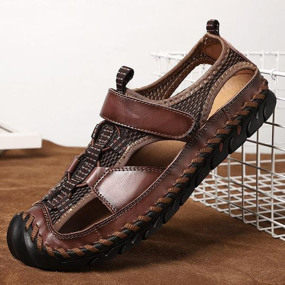 Kaaum Summer Men's Genuine Leather Big Size13 14 Sandals