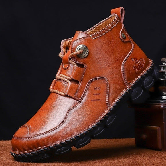 Men Work Boots Leather Ankle Boots