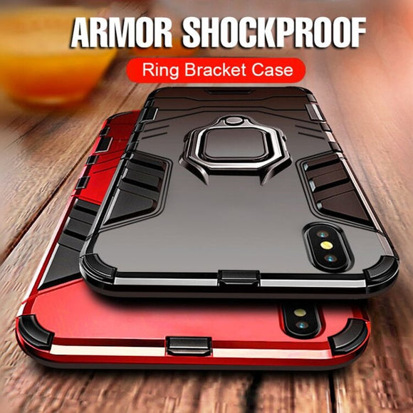 Phone Case - Luxury Heavy Duty Anti-knock Ring Bracket Shockproof Phone Case For iPhone X/XS/XR/XS Max
