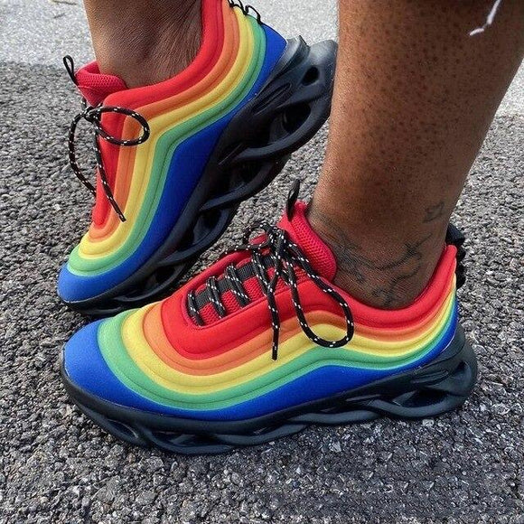 Fashion Breathable Women Sport Rainbow Sneakers