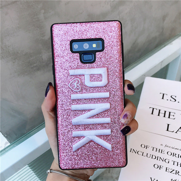 Phone Case - Luxury Fashion Hot Cute Glitter Embroidery Pink Phone Case For Samsung Note 9/8 S9 S8/Plus