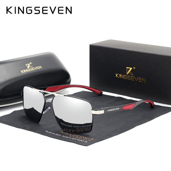 Kaaum Aluminum Men's Polarized Lens Brand Red Design Temples Coating Mirror Sunglasses