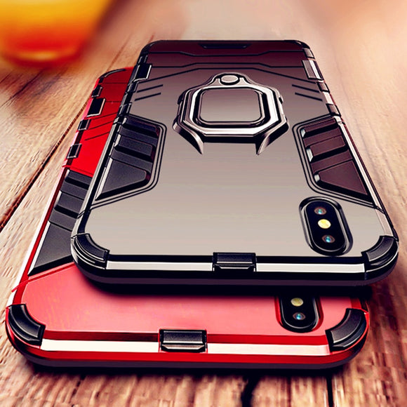 Phone Accessories - Heavy Duty Anti-knock Armor Phone Case for iPhone X XR XS Max With Holder (Buy 2, Second one 20% OFF)