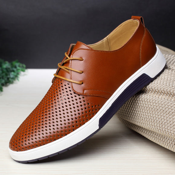 Shoes - New Leather Men Breathable Casual Shoes