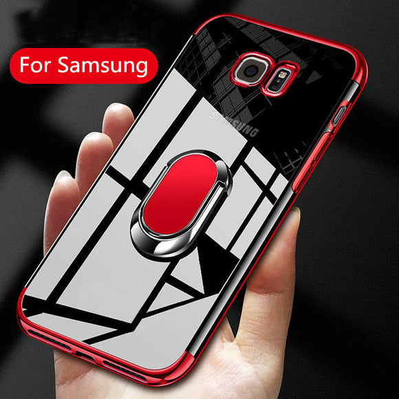 Phone Case - Luxury Ultra Thin Plating Magnetic Ring Holder Case For Samsung Note 9/8 S9 S8/Plus S7 S6/Edge With FREE Strap