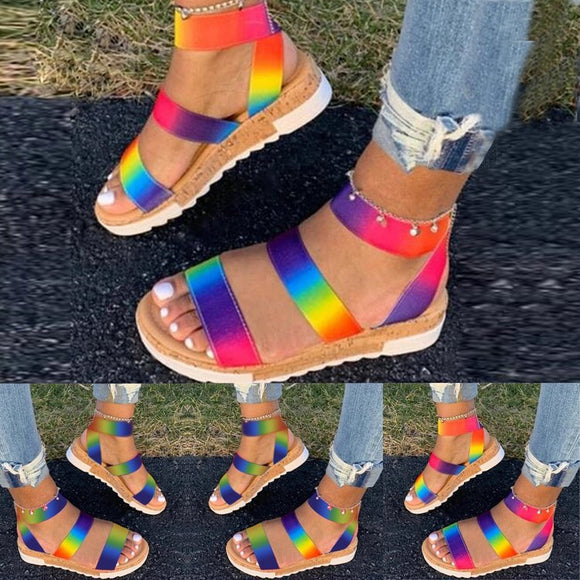 Kaaum Summer Rainbow Color Platform Sandals